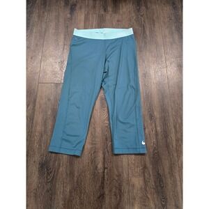 Nike Pro Girls Capri Leggings Blue Teal Athletic Cropped Pants Size L 589412-423
